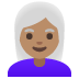 woman, medium skin tone, white hair